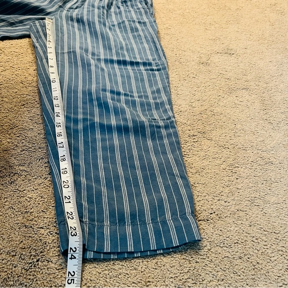 Madewell Striped Linen Blend Track Trouser Pants Pleated Blue Size Medium - Picture 5 of 10